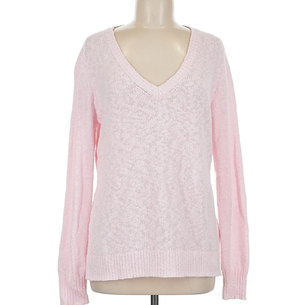 Women's Pink V-Neck Beach Sweater